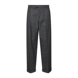 Bottega Veneta Men Grey Prince Of Wales Wool Trousers